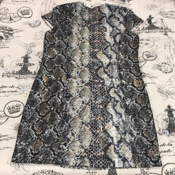 Elie Tahari Elissa Sequin Python-Print Dress - Picture 10 of 10